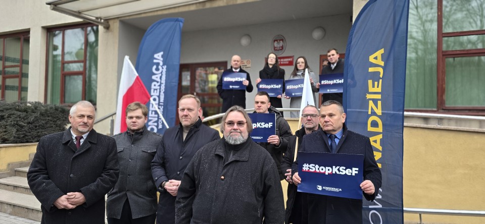 Protest Konfederacji przeciwko KSeF w Bielsku-Białej